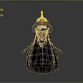 Game and Movie Character Featuring Long Black Hair Golden Headdress and Necklace in Fantasy Style