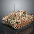 Military Tank With Camouflage Pattern Track System And Antenna Design 3d model