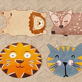 Colorful Animal Shaped Rugs with Lion Deer Cat Designs for Home Decor