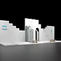 Elegant White Sign In Booth With Steps Archway And Decorative Flowers