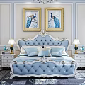 European background double bed 3d model