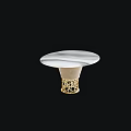 Elegant Dining Table With Marble Tabletop Unique Texture And Gold Hollow Base Design 3d model