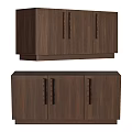 Sleek Walnut Wood Entryway Cabinet And Side Cabinet With Doors And Handles