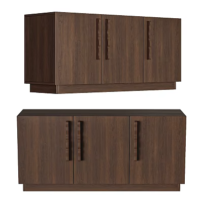 Sleek Walnut Wood Entryway Cabinet And Side Cabinet With Doors And Handles 3d model
