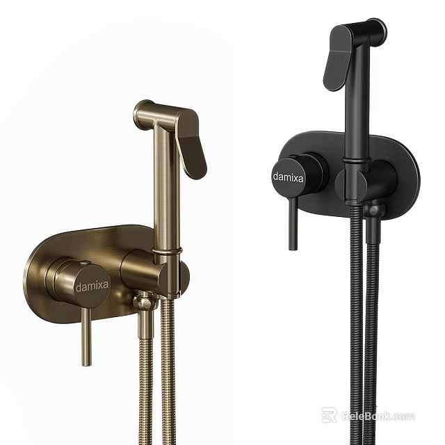 Modern Wall Mounted ORBITAL Shower Faucet in Brushed Brass and Matte Black Design 3d model 