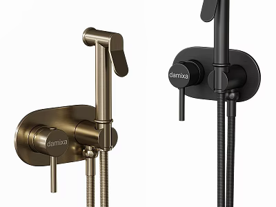 Modern Wall Mounted ORBITAL Shower Faucet in Brushed Brass and Matte Black Design 3d model