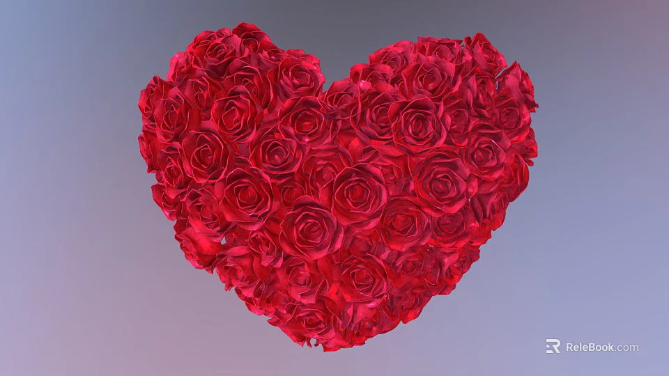Romantic Red Roses Artistically Arranged Forming a Heart Shape with Vibrant Petals 3d model 