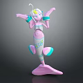 Game Movie Character Mermaid Style 3D Model with Pink Body Blue Accents White Hair