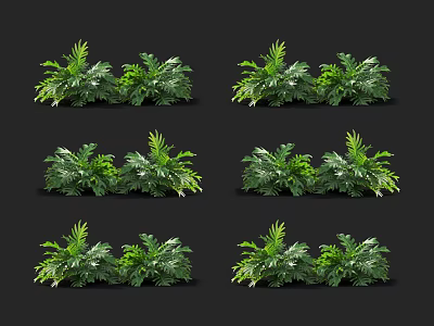 Beautiful Lush Green Foliage Plants Arranged in Decorative Clusters for Home Decor 3d model