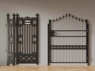 14 European-style wrought iron courtyard door 3d model