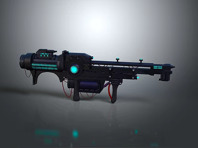 Futuristic Sci Fi Weapon With Blue Glowing Accents And Advanced Mechanical Structure 3d model