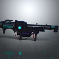 Futuristic Sci Fi Weapon With Blue Glowing Accents And Advanced Mechanical Structure 3d model