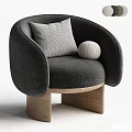 Green Upholstered Single Sofa With Geometric Pillow Round Ball Cushion And Wooden Legs Modern Design