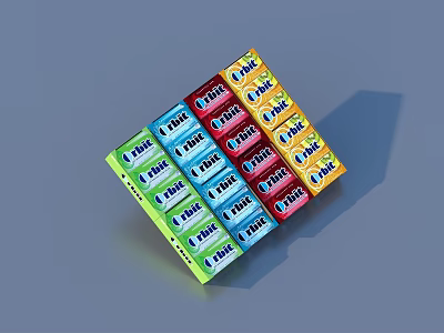 Colorful Chewing Gum Packs With Various Flavors Neatly Arranged As Daily Supplies 3d model