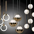 Modern Pendant Lights With Spherical And Ring Shapes Metallic And White Finishes