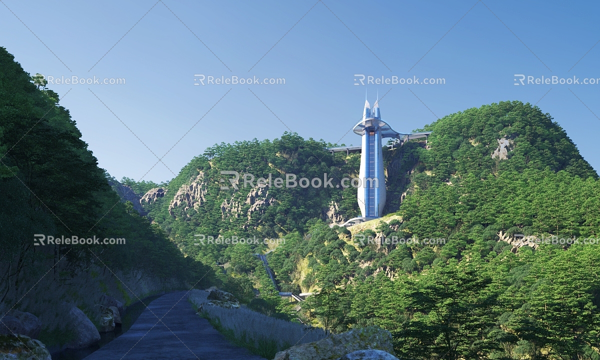 Modern scenic spot sightseeing elevator 3d model