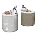 Light Gray And Brown Fabric Storage Baskets With Stuffed Unicorns And Items