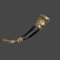Traditional Handcrafted Musical Horn With Black Body And Golden Carved Patterns