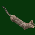 Tabby Cat Standing On Green Background With Striped Fur And Alert Expression 3d model