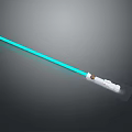 Blue Sci Fi Lightsaber Weapon With White Hilt And Metal Components Design