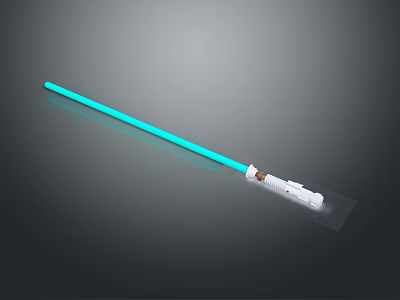 Blue Sci Fi Lightsaber Weapon With White Hilt And Metal Components Design 3d model