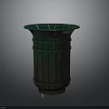 Building Exterior Decorative Metal Trash Can With Striped Design And Shiny Reflective Surface