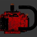 Red And Black Chainsaw With Orange Handle And Black Cutting Chain