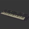 Blue Electronic Keyboard With White And Black Keys And Digital Display On Black Surface 3d model