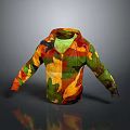Colorful Camouflage Pattern Hoodie With Red Yellow Green Tones For Casual Daily Wear
