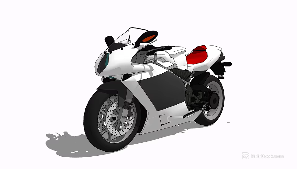 Sleek White Sport Motorcycle With Red Seat And Black Accent Design 3d model 