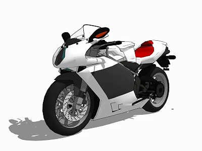 Sleek White Sport Motorcycle With Red Seat And Black Accent Design 3d model