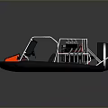 Black Red Hovercraft With Transparent Windshield Metal Frame And Floats 3d model