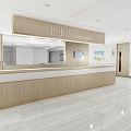 Modern Hospital Outpatient Nurse Station Interior Design With Wooden Counter And Bright Waiting Area