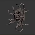 Wooden Stone Decorative Sculpture With Natural Twisted Branches And Root Design 3d model