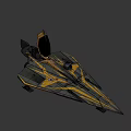 Gray and Yellow Fighter Jet With Sleek Aerodynamic Design Open Cockpit And Blue Emblem