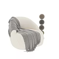 Cozy Plush Cream Boucle Single Sofa For Living Room With Stylish Woven Tassel Throw Blanket