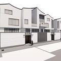 Modern Semi detached Villas with White Exteriors Gray Roofs and Green Courtyards