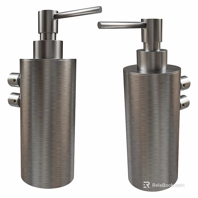 Stainless Steel Cylindrical Metal Components With Side Mounting Brackets And Connection Ports 3d model 