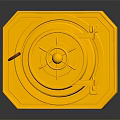 Golden Security Door With Octagonal Frame Round Lock Plate Red Accents And Glossy Surface