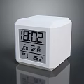 White Square Electronic Digital Clock with Time Date and Temperature 3d model
