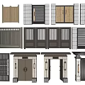 Diverse Entry Gate Designs Showcasing Wooden Metal Elements And Lattice Details 3d model