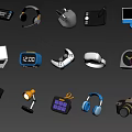Assorted Digital Accessories With Keyboard Mouse Headset VR Controller Laptop And Camera 3d model