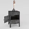 Industrial Gray Wooden Nightstand With Minimalist Table Lamp And Drawer Design