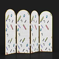 Folding Screen With Colorful Cartoon Patterns And Decorative Design Elements