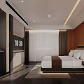 Modern Hotel Room Interior Featuring Comfortable Bed Sofa Coffee Table And Decorative Art