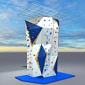 Outdoor Tall Climbing Wall With Colorful Holds And Metal Frame Structure