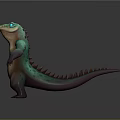 Colorful Crocodile Like Game Movie Character With Green Blue Body And Orange Claws