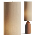 Stylish Linen Shade Floor Lamp With Conical Brown Base For Home Decor