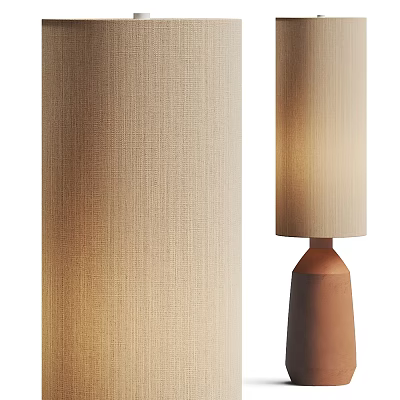 Stylish Linen Shade Floor Lamp With Conical Brown Base For Home Decor 3d model