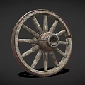 Antique Wooden Wheel With Traditional Spokes And Solid Central Hub Design Structure 3d model